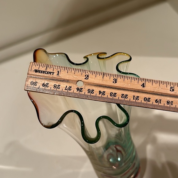 Adam Jablonski art glass hand blown vase clear multicolored signed - Picture 11 of 12